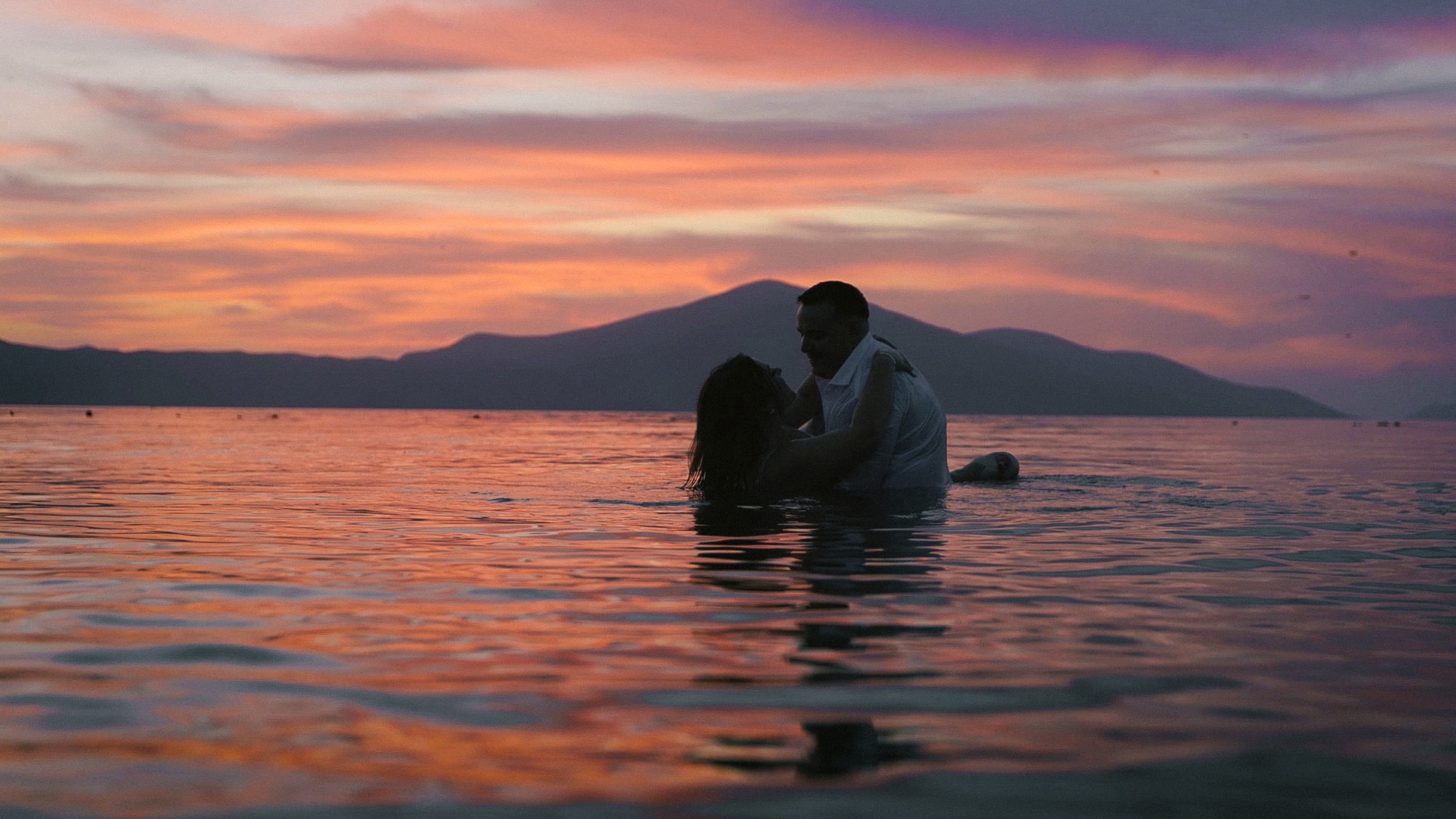 Romantic couple at golden hour