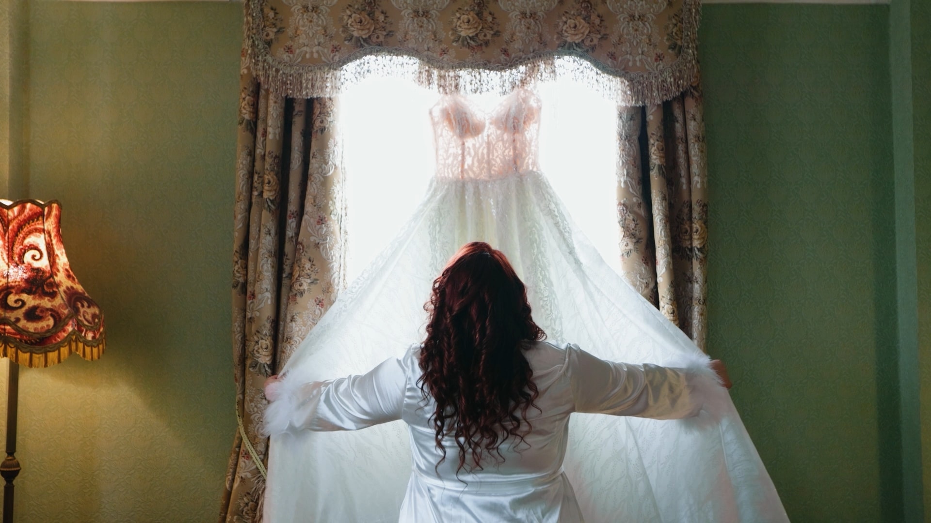 Bride portrait veil window light editorial